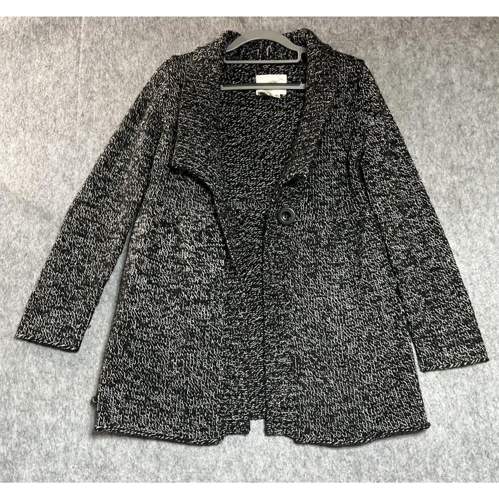 Nurture Sweater Cardigan Womens Medium Black Chunky-Knit Wool Angora Blend